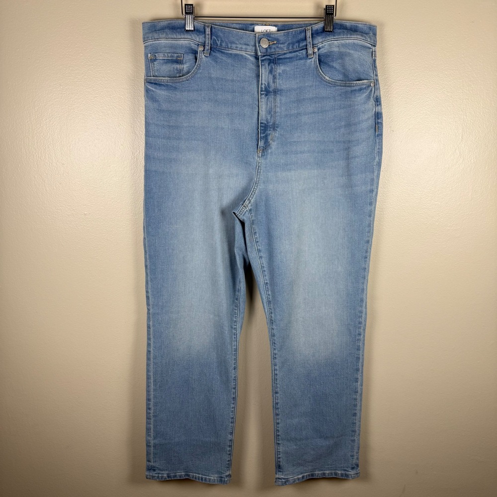 LOFT Women's 16 High Rise Slim Straight Jeans Light Wash Blue Stretch